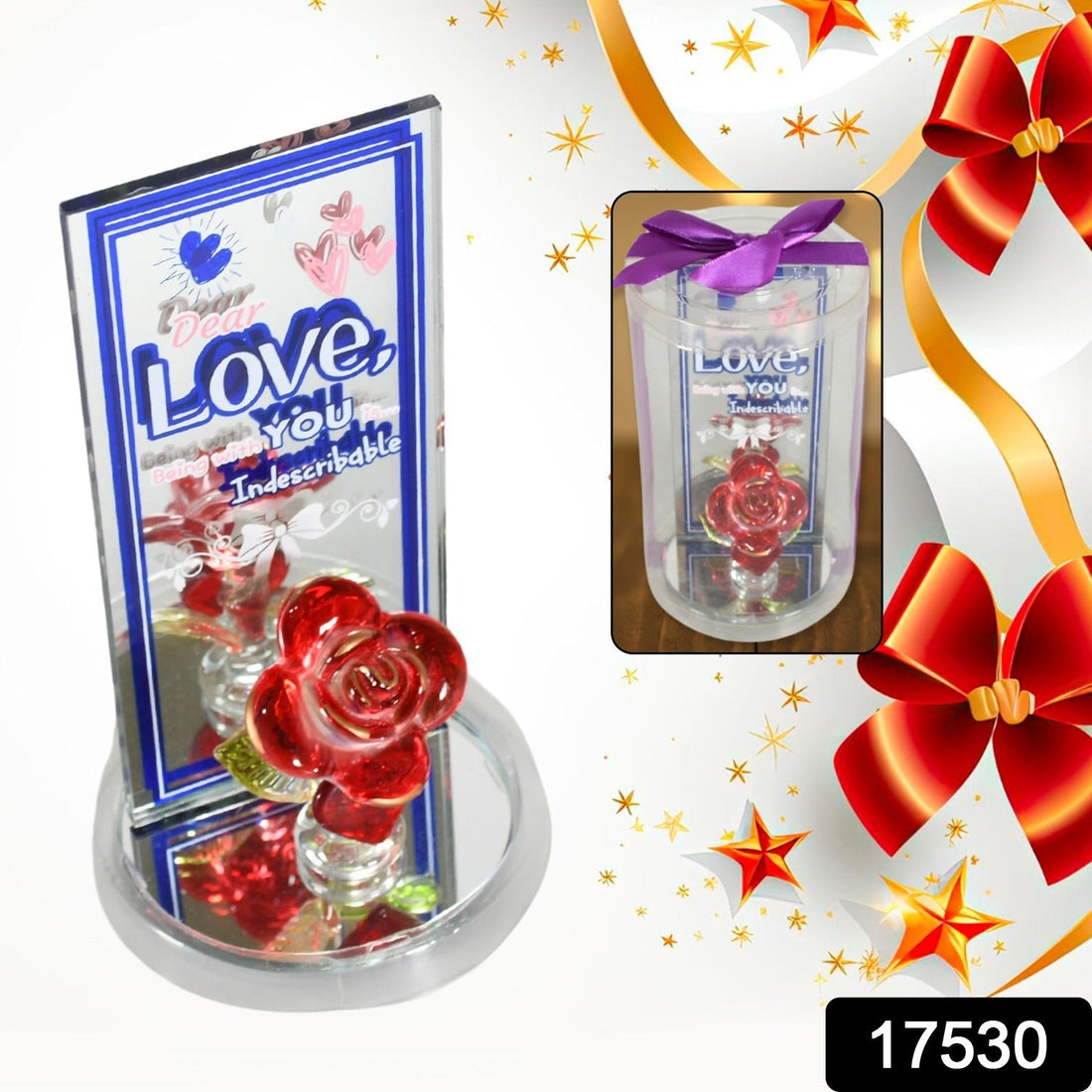 Lovely Rose Gift Showpiece, Love showpiece Valentine's Day Gift, Cute Anniversary, Wedding, Birthday, Boyfriend, Husband Romantic Unique Gift Set, Home Decoration Gift Set (1 Pc) your brand