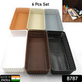 Plastic Multipurpose Desk Organizer Tray Office Drawer Dividers Storage Bins for Kitchen, Bathroom, Office, Makeup, Bedroom Dresser, Craft Basket Rack Multicolour (6 Pcs Set) your brand
