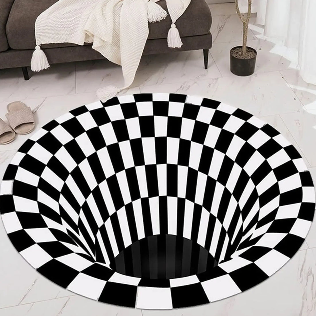 3D Space Round Carpet, Floor Mat Non-Woven Doormat (1 Pc / 78 Cm) your brand