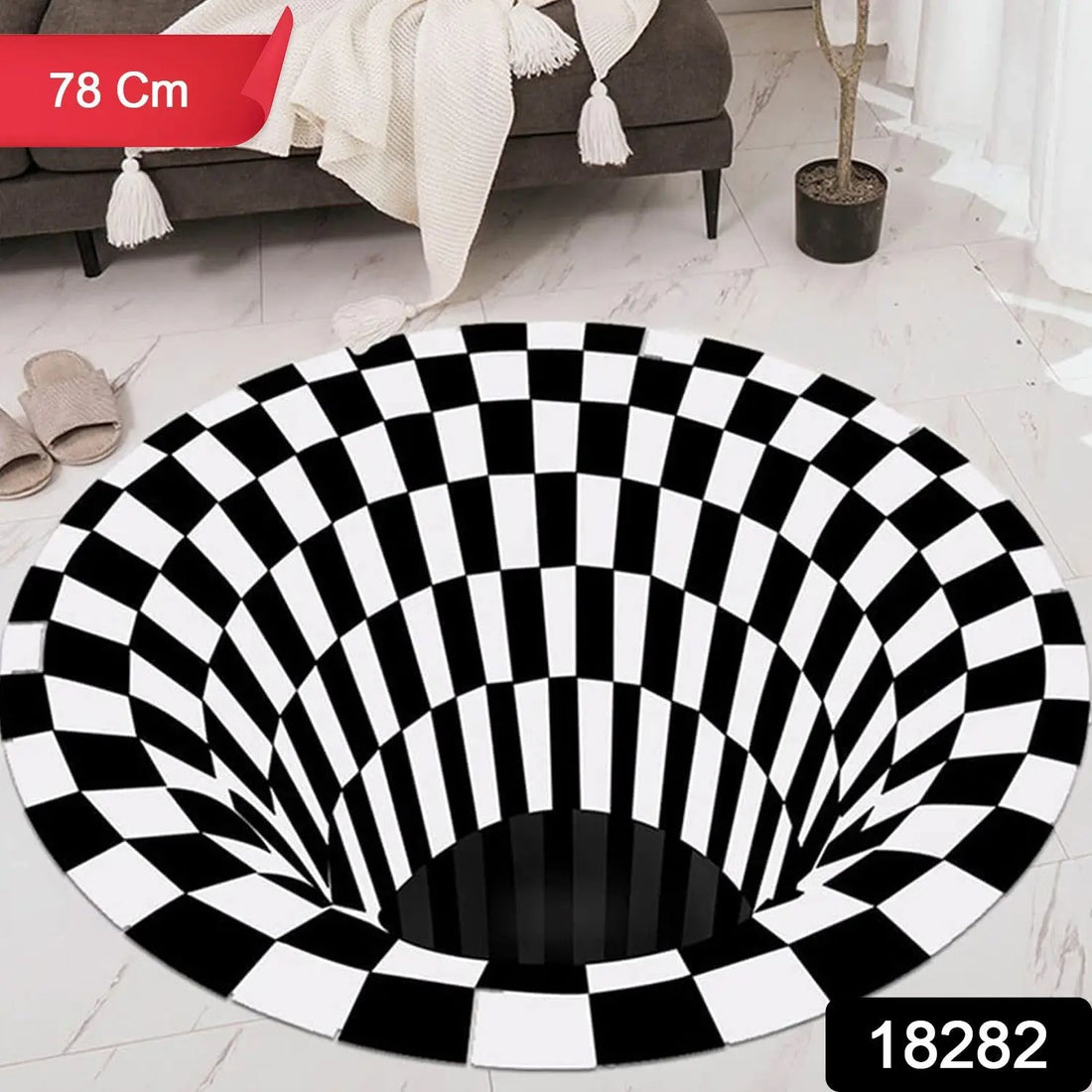 3D Space Round Carpet, Floor Mat Non-Woven Doormat (1 Pc / 78 Cm) your brand