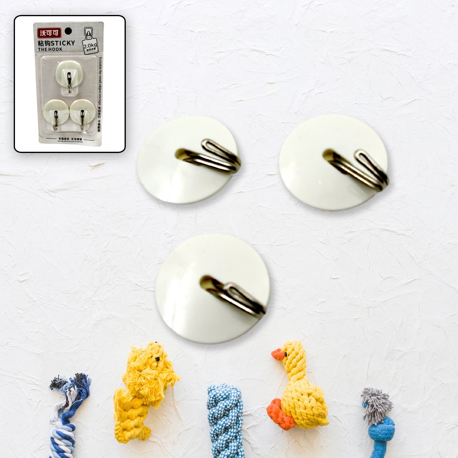 Strong Self-Adhesive Hooks (2 Pc): Heavy Duty, Waterproof, All-Purpose - Shopmania Wholesale