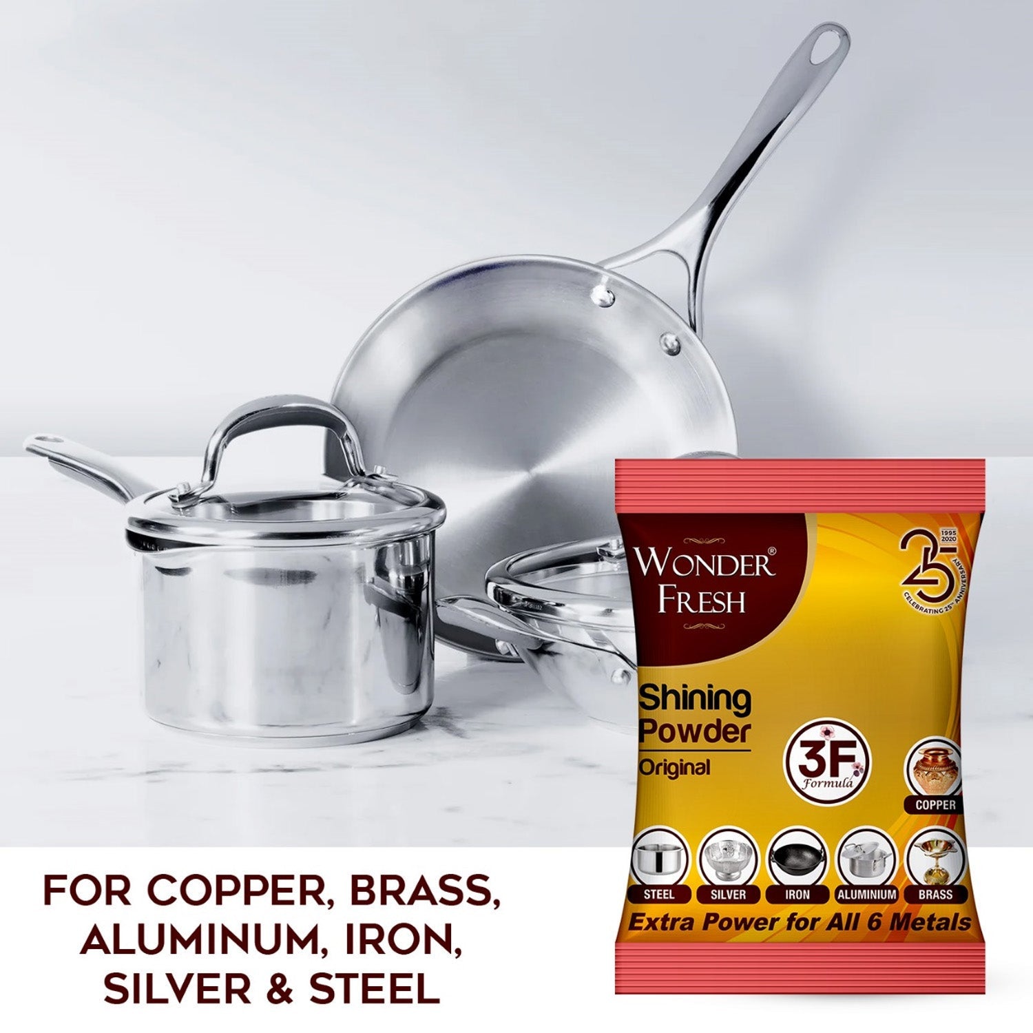 Shining Powder, Cleans and Polishes Copper, Brass, Silver, Aluminum, Iron, and Steel, Removes Tarnish and Oxidation (200 GM) - Shopmania Wholesale