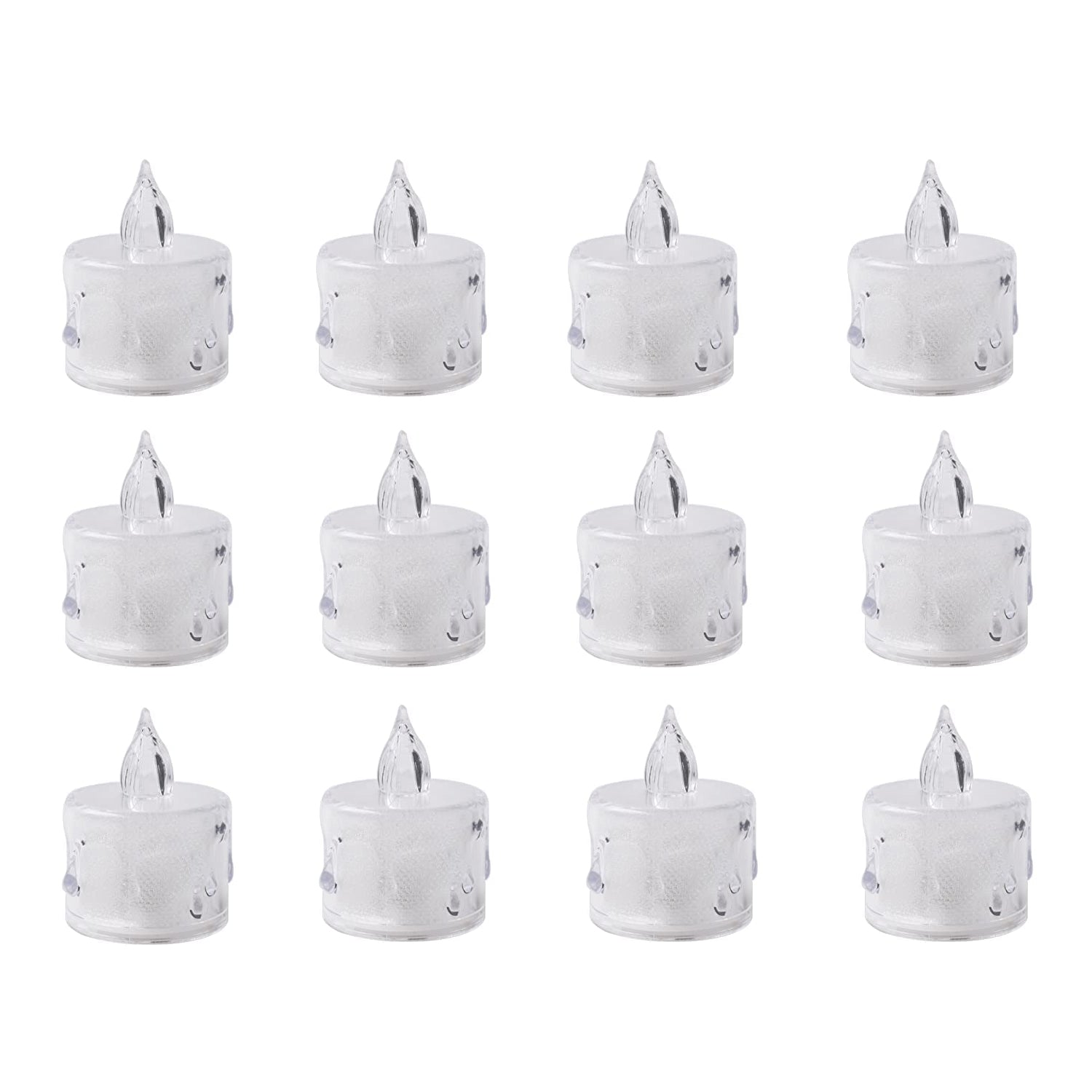12 Pcs Flameless and Smokeless Decorative Acrylic Candles Transparent Led Tea Light Candle for Gifting, House, Diwali, Christmas, Festival, Events Decor Candles - Shopmania Wholesale
