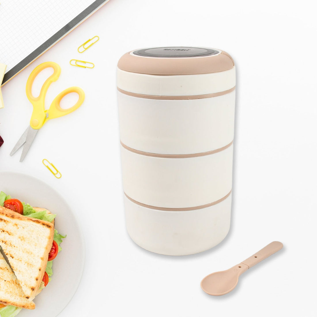 Ganesh Smart Stack 3 Layer Portable Lunch Box Stainless Steel Airtight Leak-Proof Lunch Box for Office, School, Picnic: Color May Vary (3 Layer) - Shopmania Wholesale