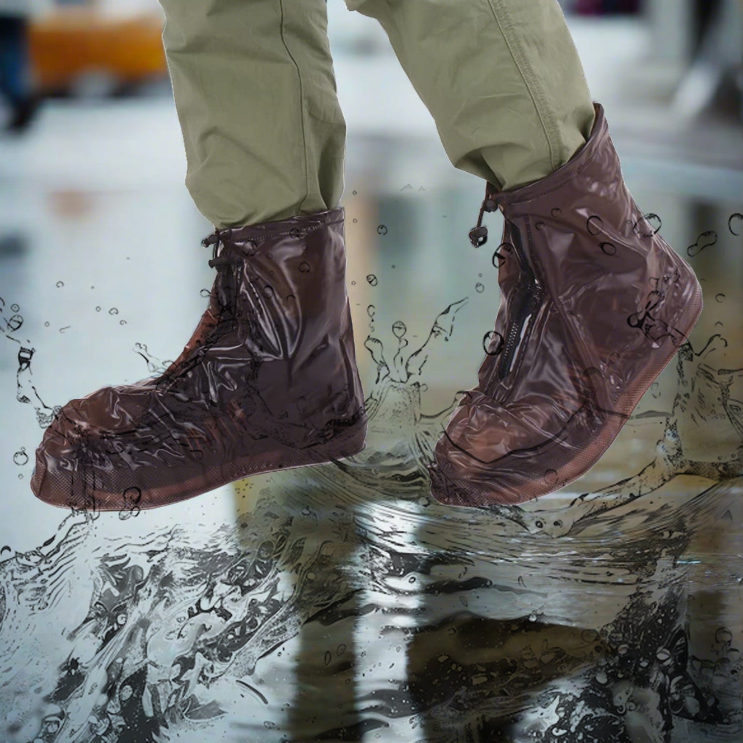 Plastic Shoes Cover Reusable Anti-Slip Boots Zippered Overshoes Covers Transparent Waterproof Snow Rain Boots for Kids / Adult Shoes, for Rainy Season (1 Pair / Small Size) - Shopmania Wholesale