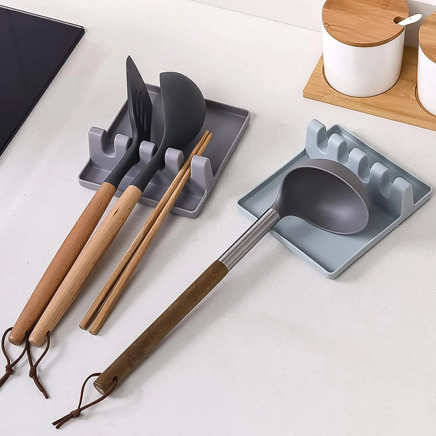 4-Slots Plastic Multifunctional Spoon Holders Fork Spatula Rack (1 Pc) your brand
