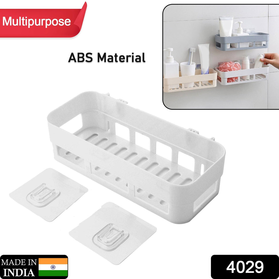 ABS plastic shower caddy, corner shelf with suction cup
