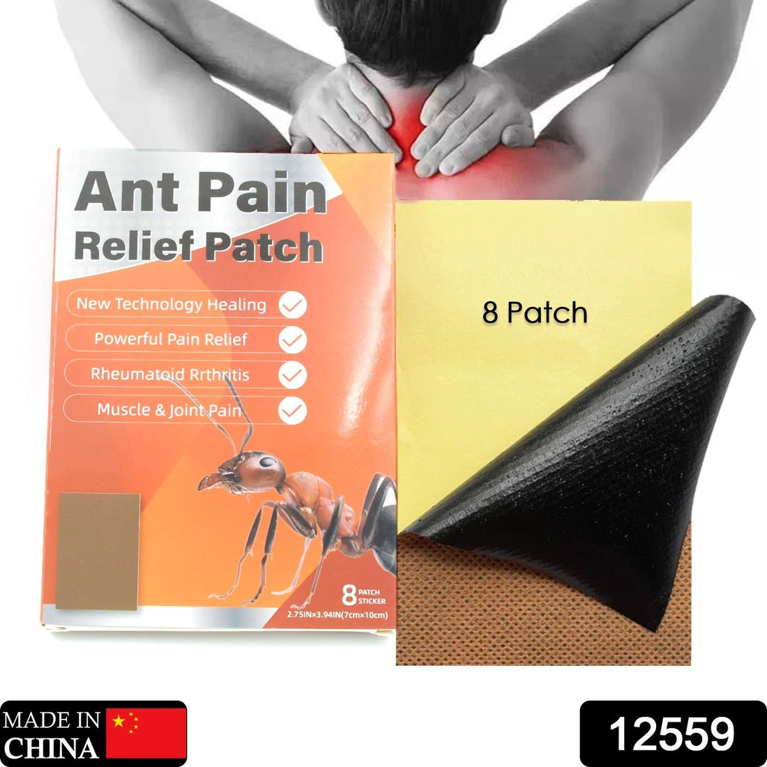 Ant Pain Relief Patch - Pack of 8 Patches | Instant Relief from Muscular Pain & Joint Pain| Natural Pain Relief Patches | Powerful Pain Relief, No Side Effects your brand