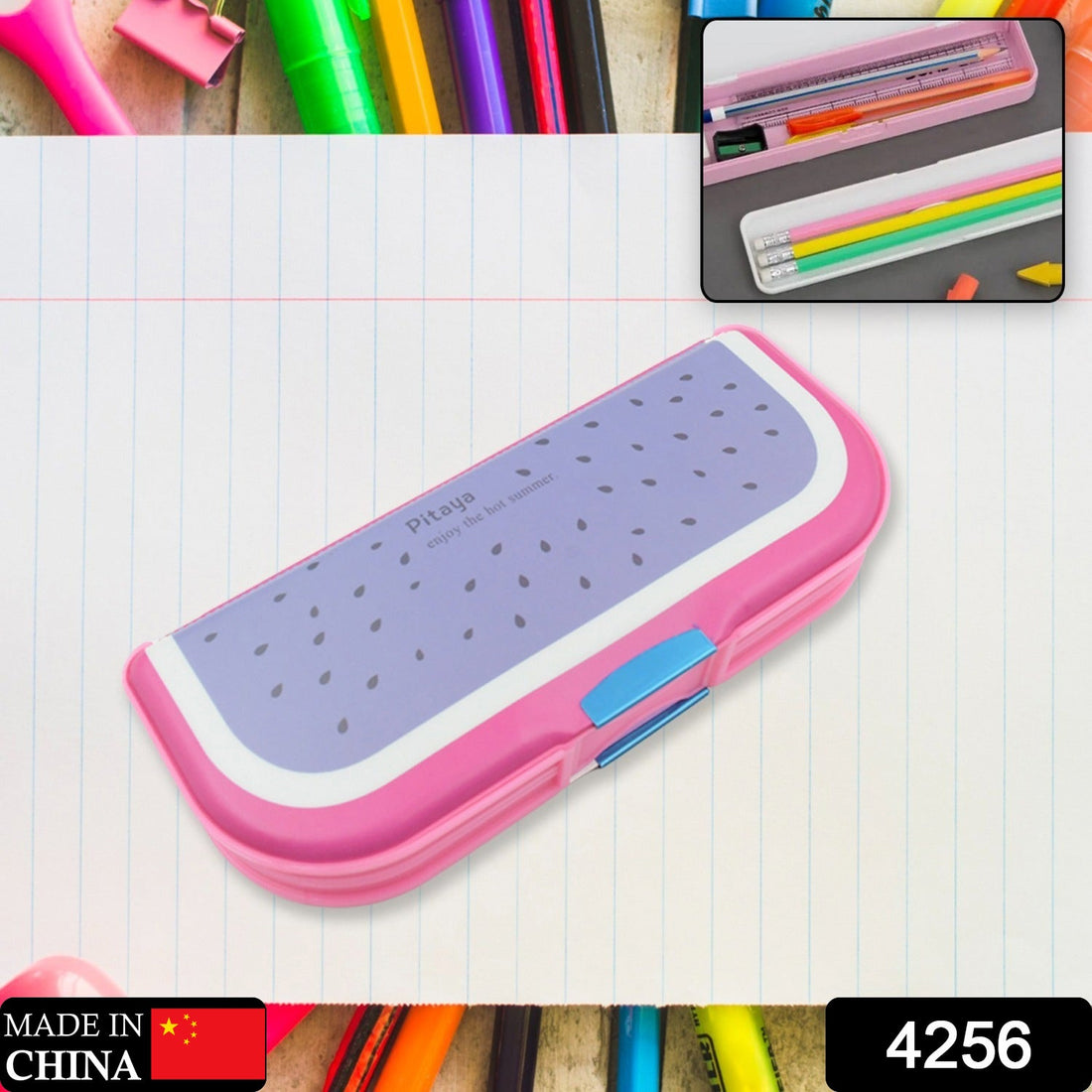 Cartoon pencil box with two compartments for kids