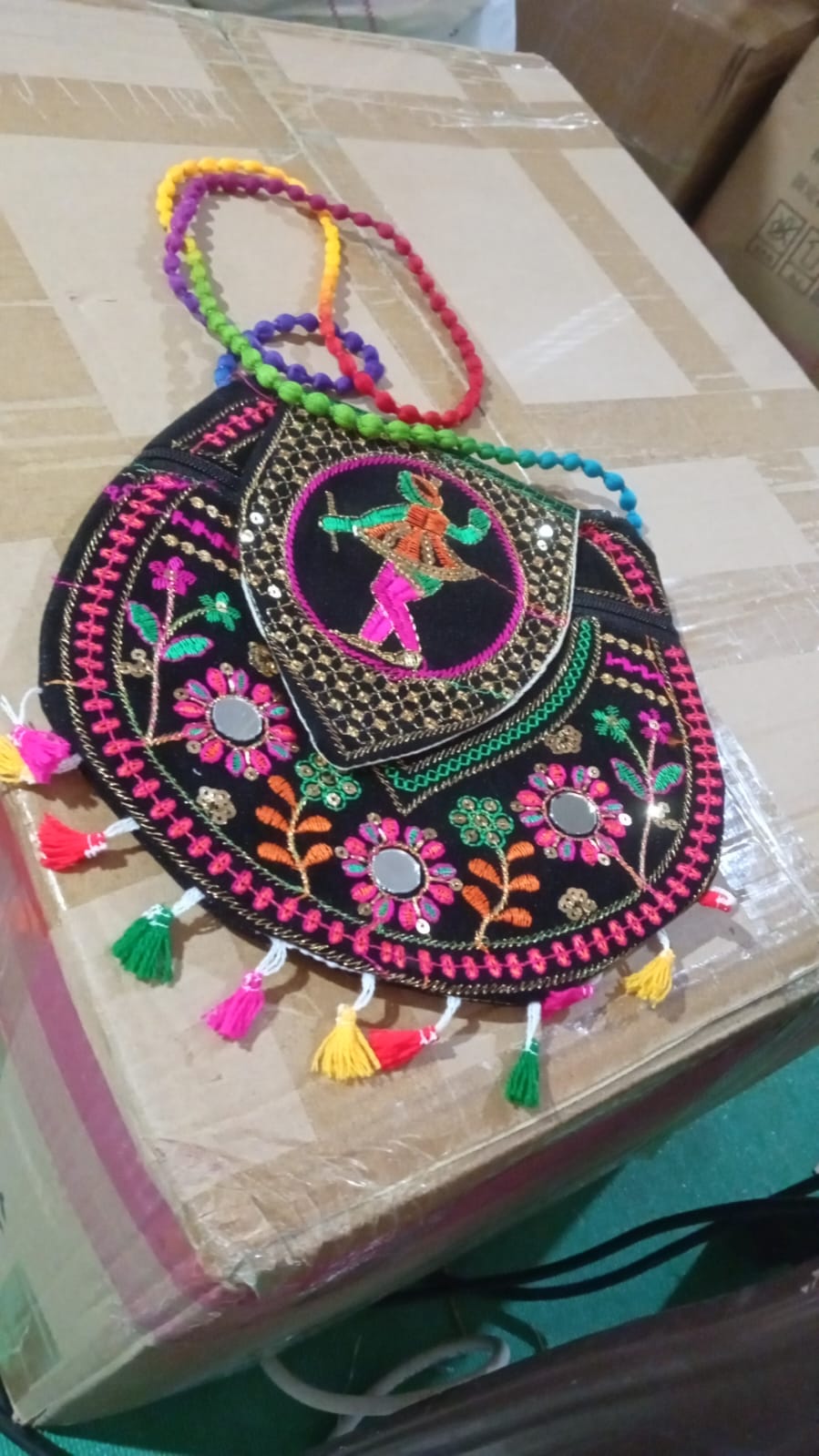 9 inch Handcrafted Cotton Embroidered Shoulder Bag for Girls & women (1 Pc) - Shopmania Wholesale