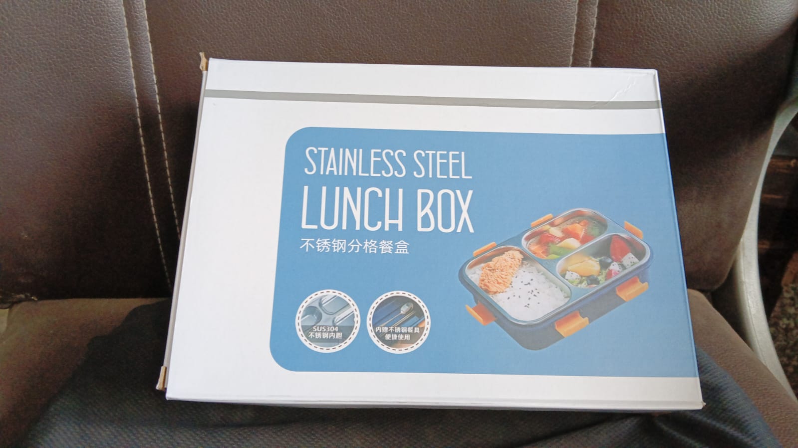 3 Compartment Transparent Stainless Steel Lunch Box with a Spoon and a Pair of Chopsticks (1 Set) - Shopmania Wholesale