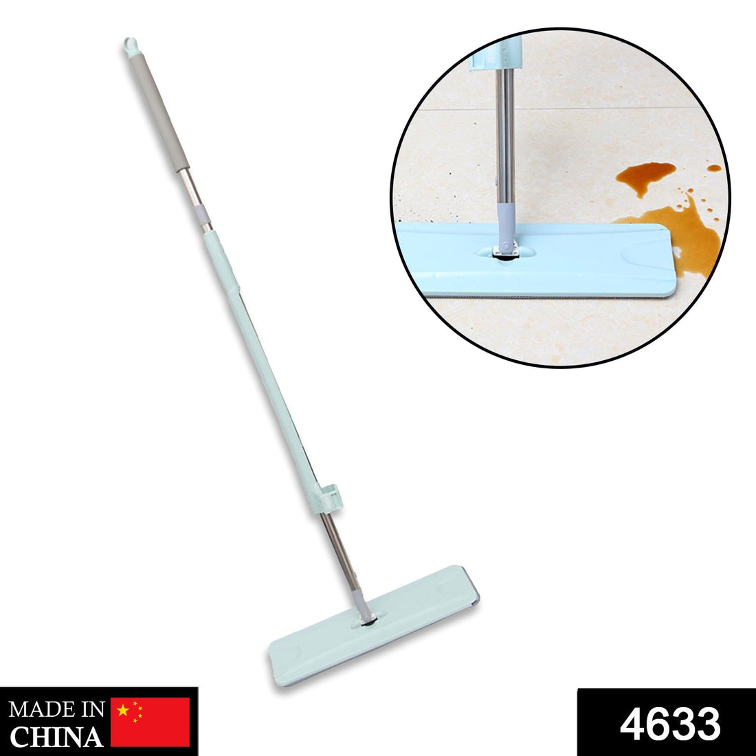 360-degree rotating flat mop with microfiber pad for floor cleaning