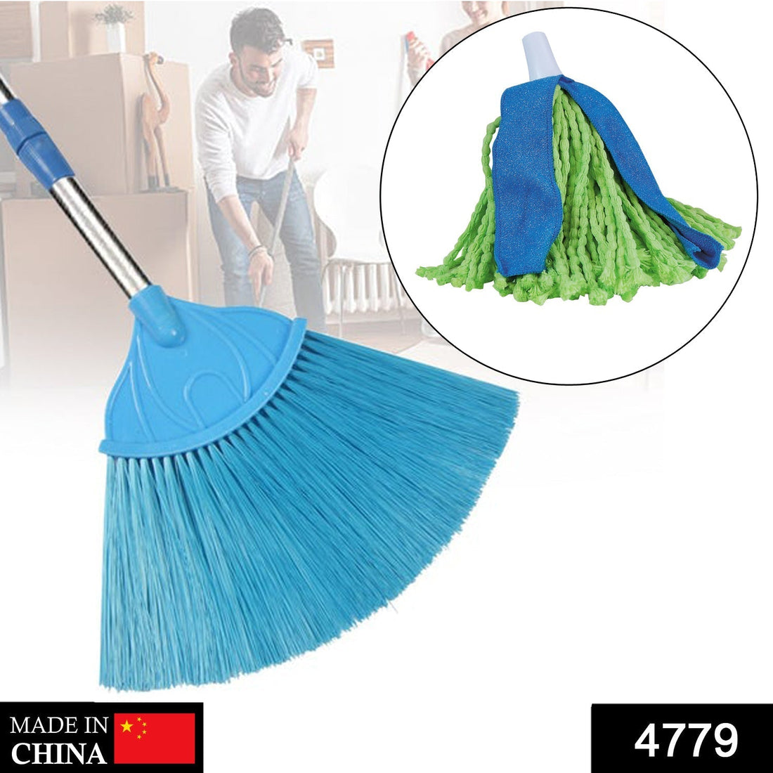 Ceiling broom fan designed for cleaning and dusting high surfaces and floors.