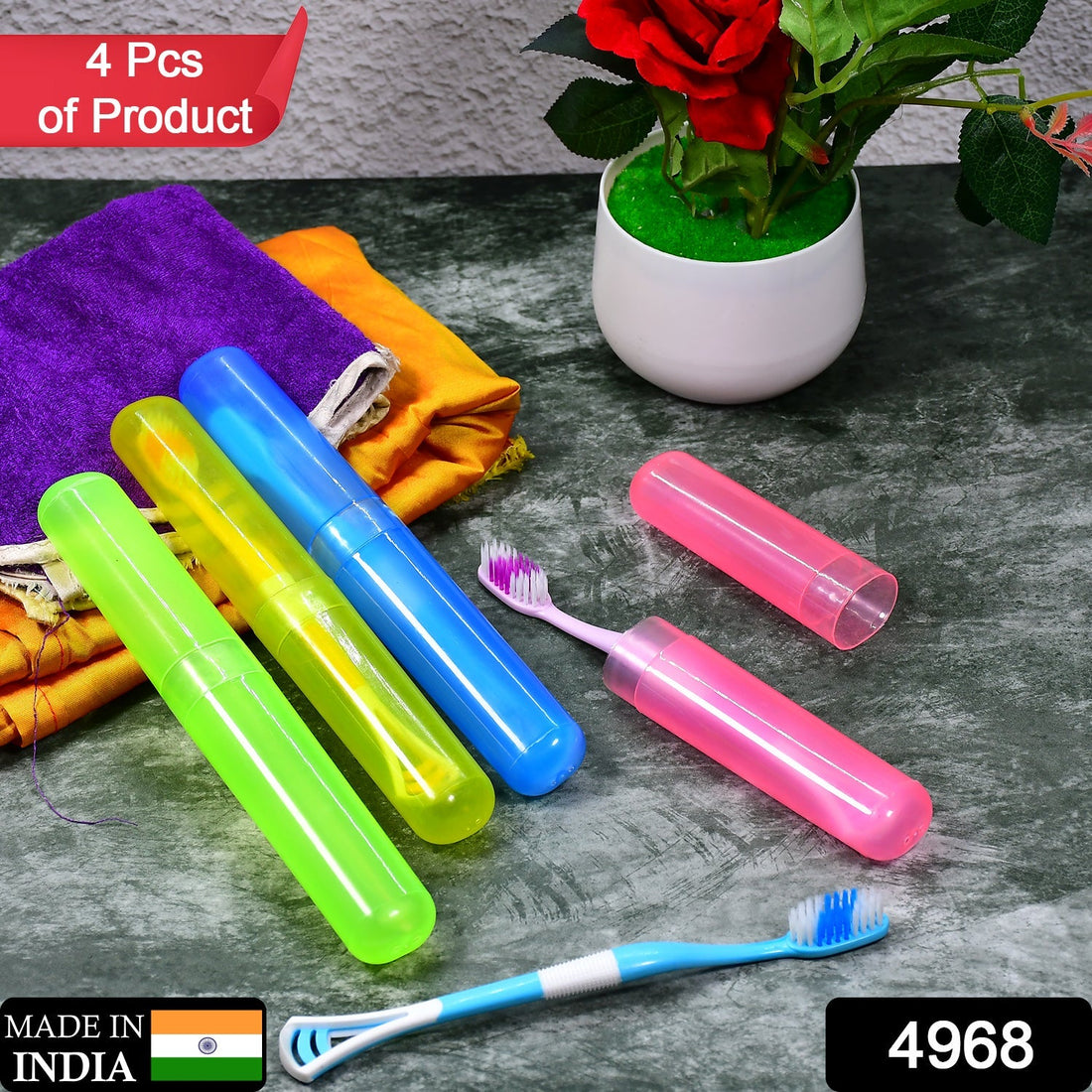 4-piece plastic toothbrush cover set, anti-bacterial and portable