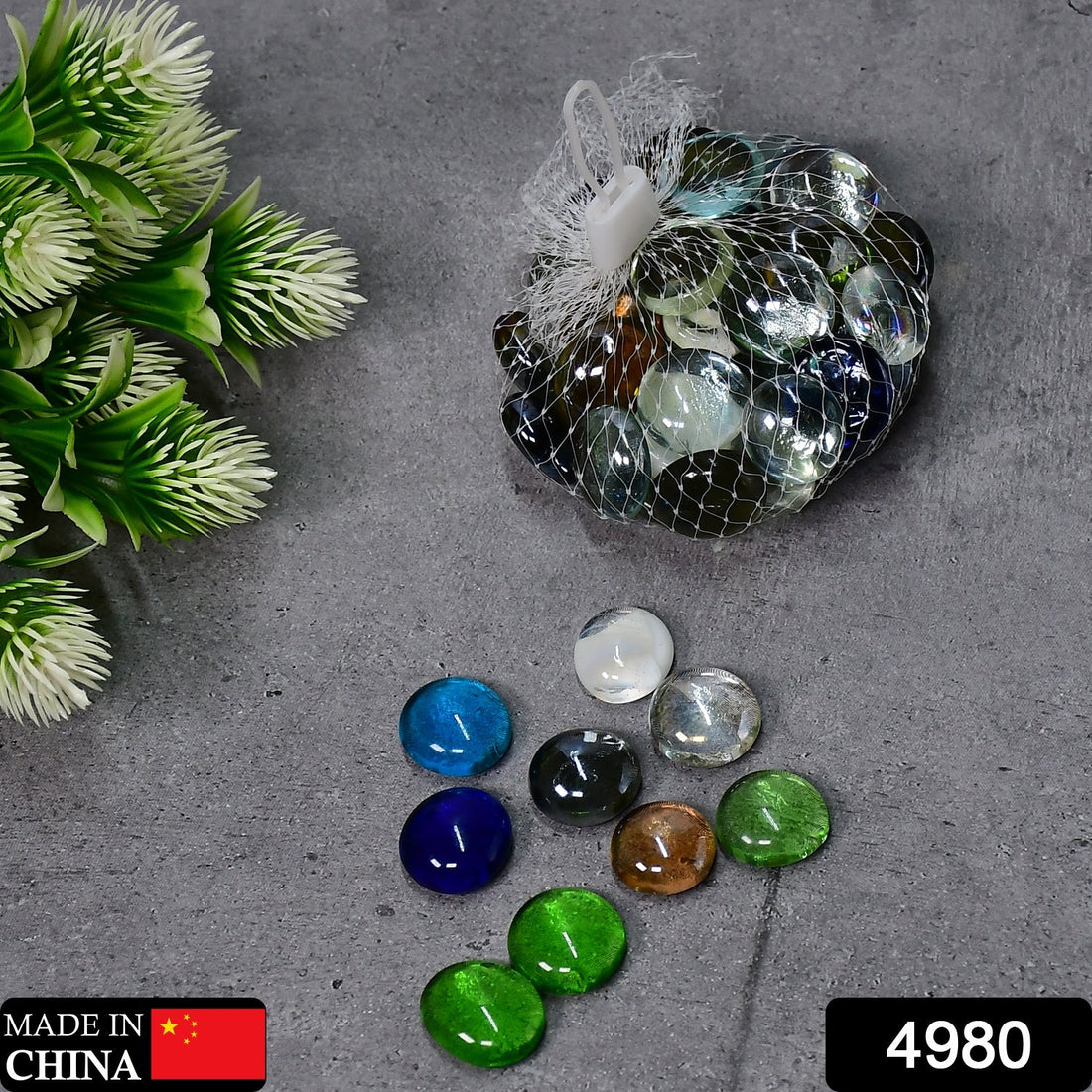 Flat round glass gem stones for vase fillers