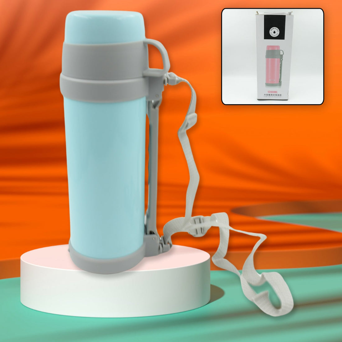 Stainless Steel Insulation Thermos, Double-Wall Vacuum Insulated Water Bottle For Travel, Outdoor Fitness Portable Travel Pot, Camping Coffee, Portable Car, Travel Keep Hot & Cold Large Capacity (1200 ML) - Shopmania Wholesale