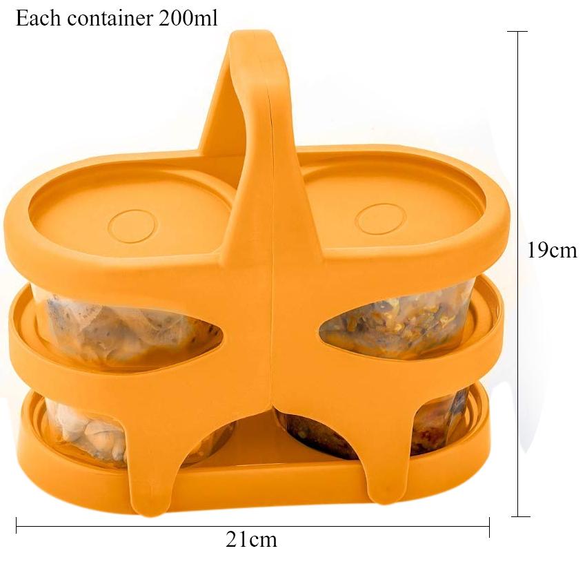 Lunch Box (200 ml each Container) with Attractive Stand - 4 pcs - Shopmania Wholesale