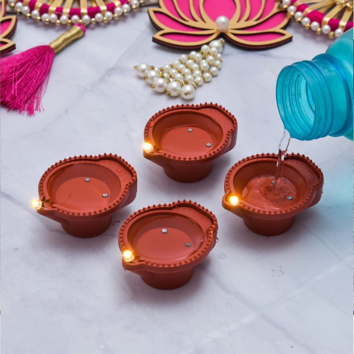 Water Sensor Diyas for Diwali Decoration | Diyas for Home Decoration| Diwali Decoration Items for Home Decor Diyas | Diwali LED Diyas Candle with Water Sensing Technology E-Diya (6Pc Set) - Shopmania Wholesale