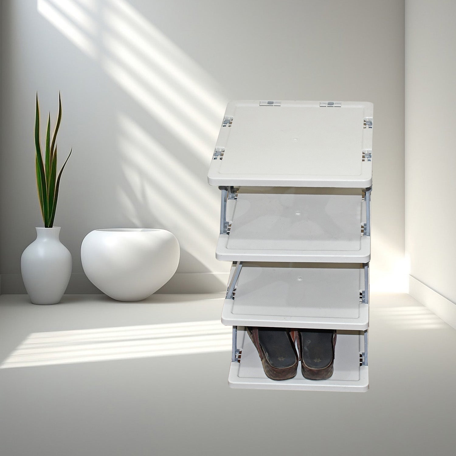 Foldable Shoe Rack (1 Pc, 4 Layers): Space-Saving, Entryway Storage - Shopmania Wholesale