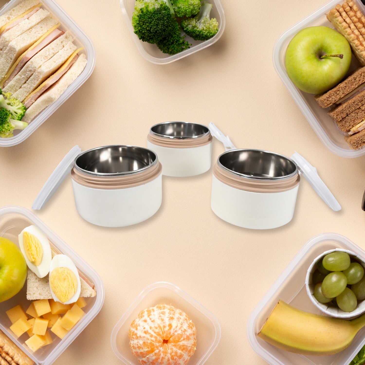 Ganesh Smart Stack 3 Layer Portable Lunch Box Stainless Steel Airtight Leak-Proof Lunch Box for Office, School, Picnic: Color May Vary (3 Layer) - Shopmania Wholesale