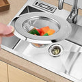 Stainless steel sink strainer for kitchen drains.