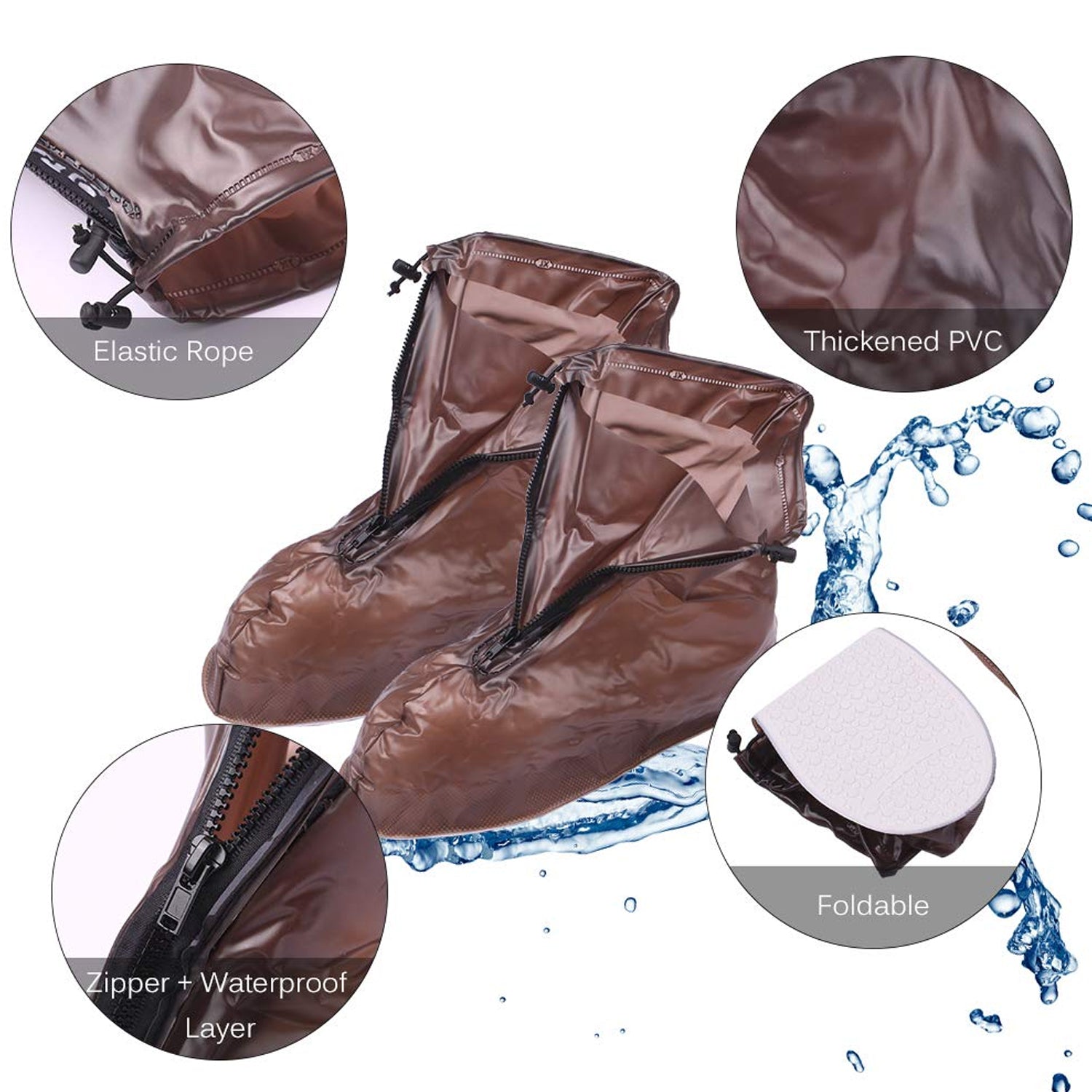 Plastic Shoes Cover Reusable Anti-Slip Boots Zippered Overshoes Covers Transparent Waterproof Snow Rain Boots for Kids / Adult Shoes, for Rainy Season (1 Pair / Small Size) - Shopmania Wholesale