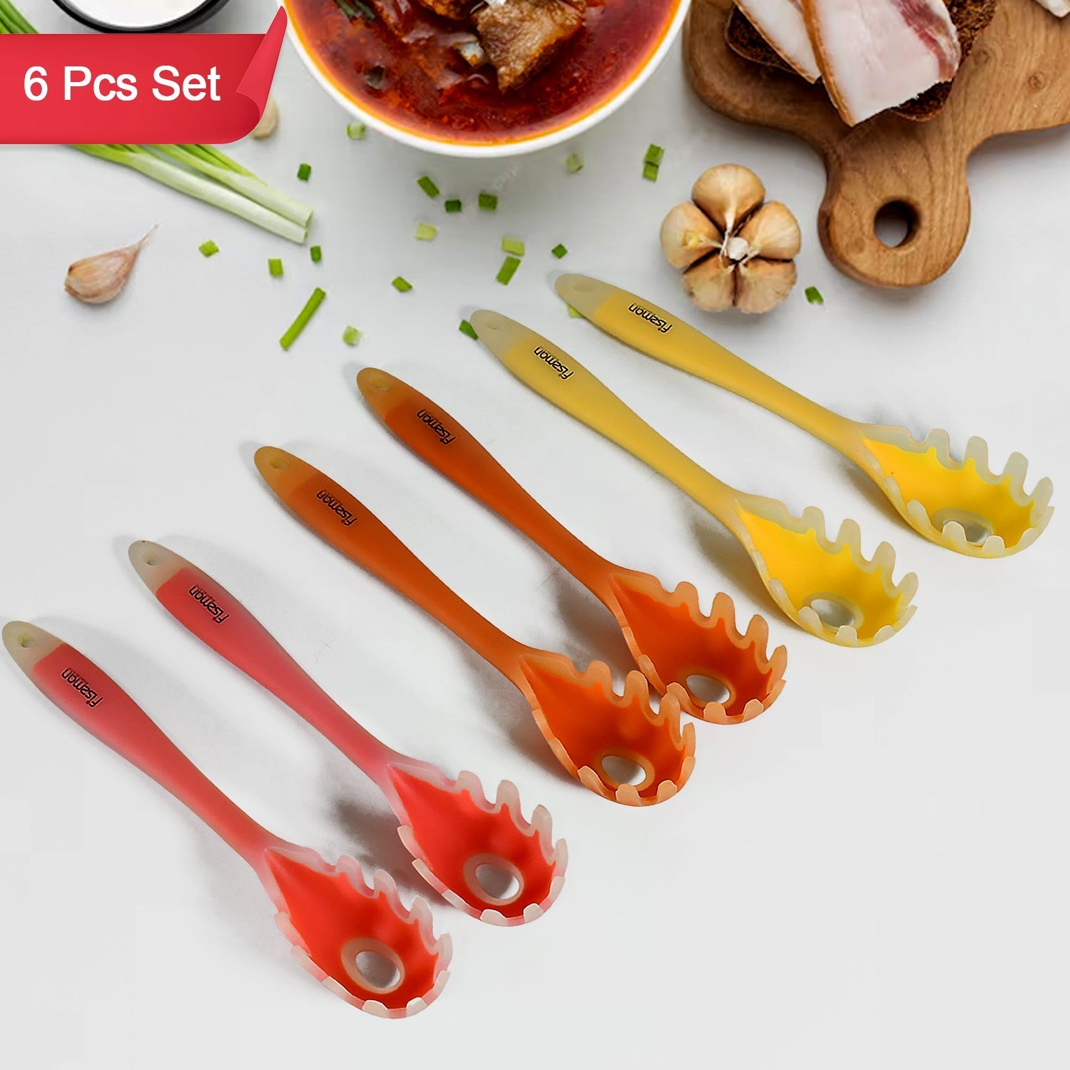 Multipurpose Silicone Spoon, Silicone Basting Spoon Non-Stick Kitchen Utensils Household Gadgets Heat-Resistant Non Stick Spoons Kitchen Cookware Items For Cooking and Baking (6 Pcs Set) your brand