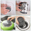 Durable stainless steel scrubber, perfect for cleaning kitchen utensils and tough stains. Pack of 6 scourers.