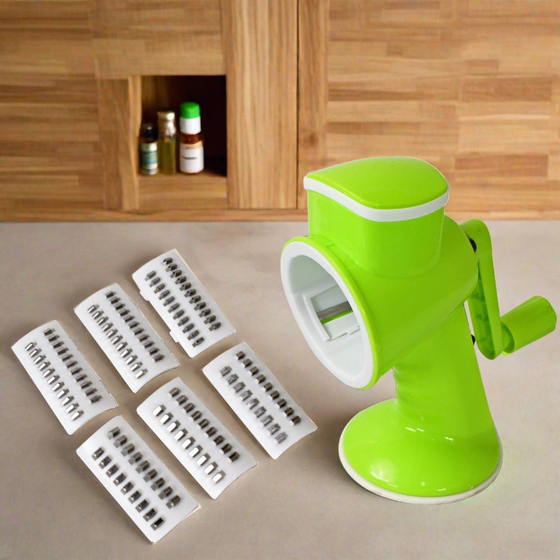 6 in 1 Multi functional Vegetable Cutter & Slicer Hand Machine Cutting, Slice, Cut Thick, Cut Silk All in one –Vegetable Chopper Cutter & Slicing Cutter Barrel - Vegetable Grater with 6 Removable Blades - Shopmania Wholesale