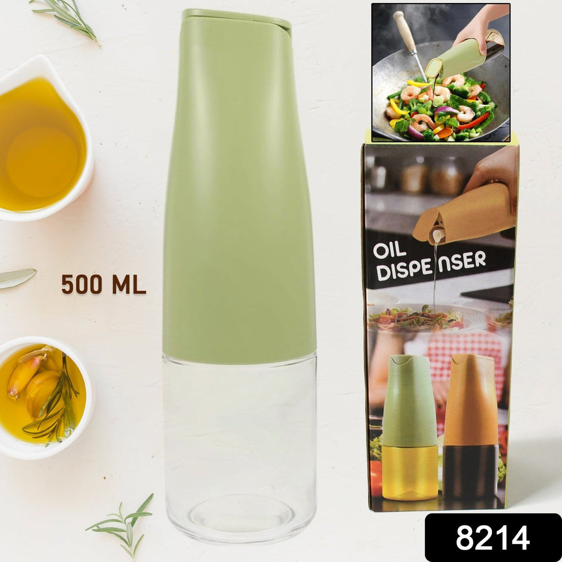 Oil Dispenser, 500ml Cooking Oil Dispensing Cruets, Oil Bottle with Automatic Open Lid, Cooking Oil Bottle for Kitchen Grilling Frying (500 ML) - Shopmania Wholesale
