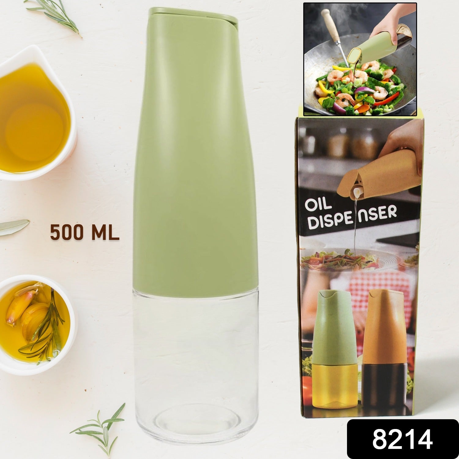 Oil Dispenser, 500ml Cooking Oil Dispensing Cruets, Oil Bottle with Automatic Open Lid, Cooking Oil Bottle for Kitchen Grilling Frying (500 ML) - Shopmania Wholesale
