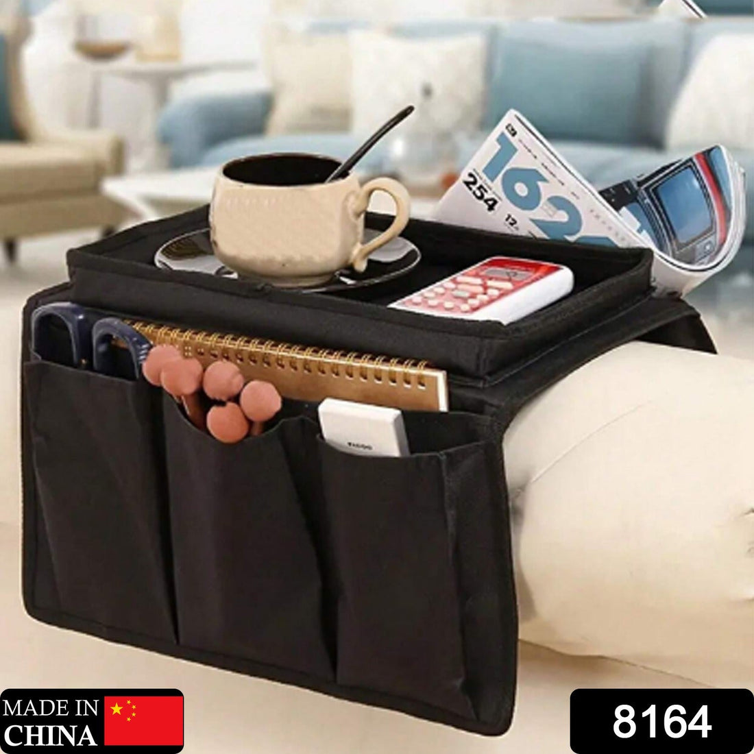 Arm rest storage bag for sofa with pockets