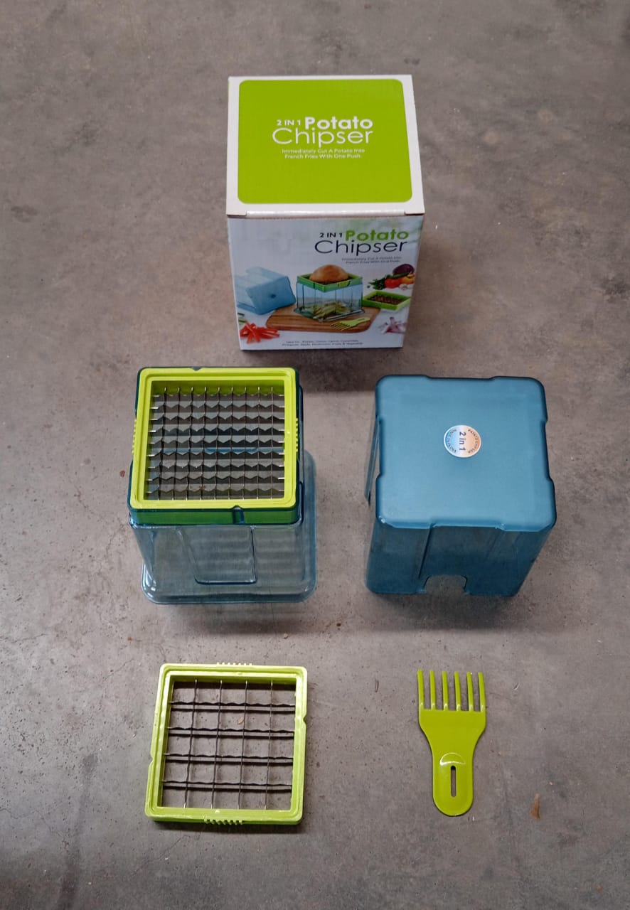 2 in 1 Potato Chipser / Slicer French Fries Maker Finger Chips | Plastic | Two Blades Finger Chips Cutter for Kitchen Accessory Vegetable Fruit Slicer (1 Pc)  - Shopmania Wholesale