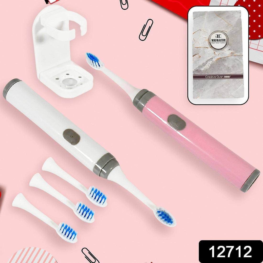 Adult Waterproof Electric Toothbrush Strong Sonic Charging with 4 Toothbrush Head and a toothbrush holder your brand
