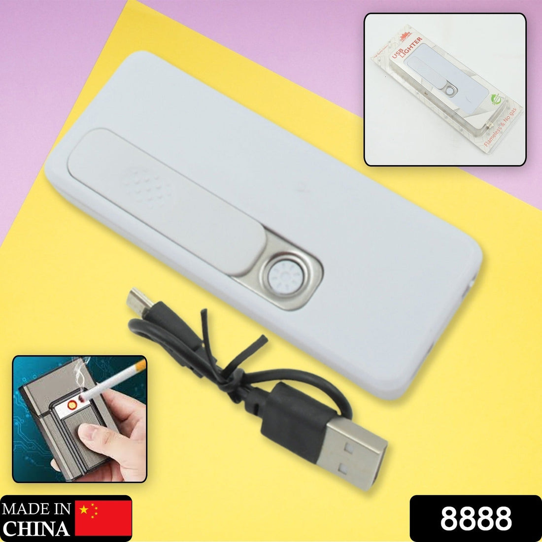 Stylish Electric USB Lighter for Men & Women, Regular Cigarettes Portable USB Rechargeable Flameless, Coil Slim Cigarette Lighter with Charging Cable, Windproof E lighter, Lighter for Smoking (1 Pc ) your brand
