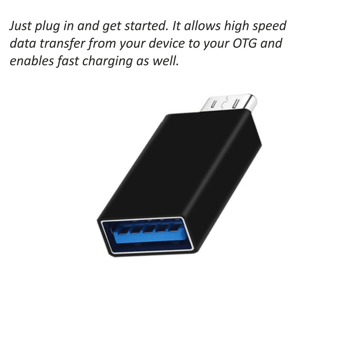 Type-C OTG adapter for data transfer and charging.