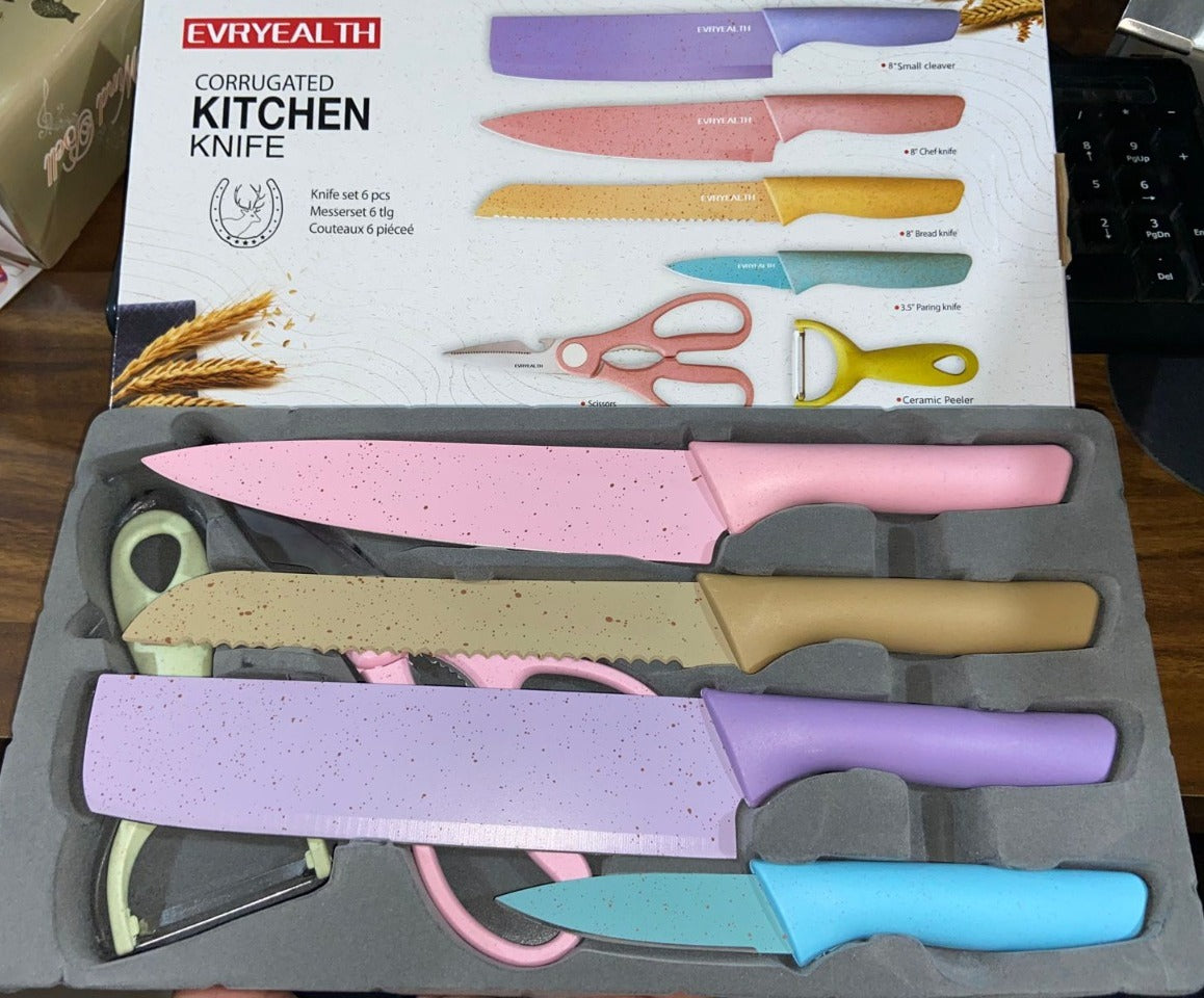 Corrugated 6Pc Kitchen Knife Set Professional Box Knife Set 6 Piece Forged Kitchen Knives with Box. - Shopmania Wholesale