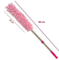 Telescopic duster with a microfiber head for cleaning.