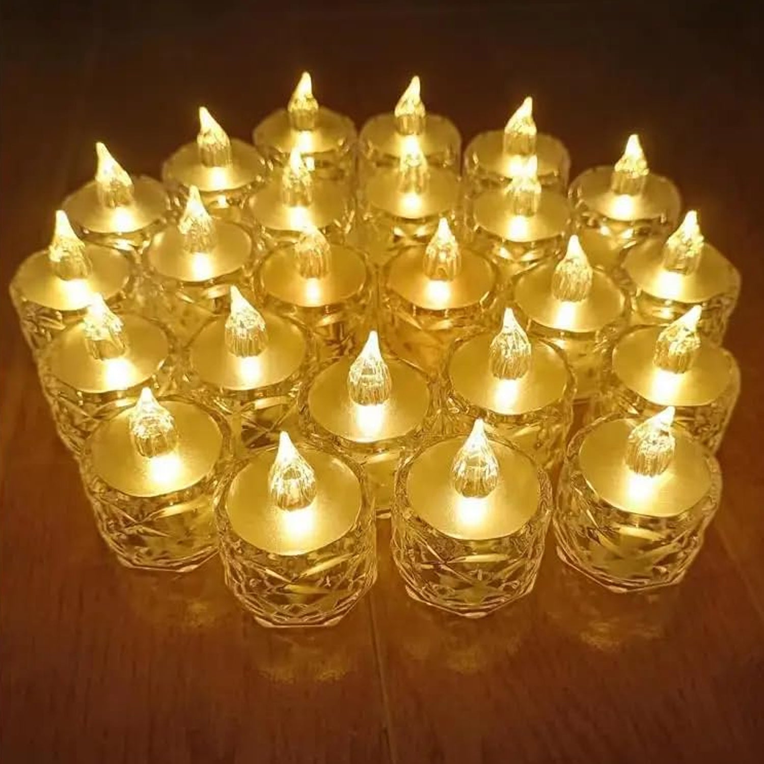 12 Pcs Flameless and Smokeless Decorative Acrylic Candles Transparent Led Tea Light Candle for Gifting, House, Diwali, Christmas, Festival, Events Decor Candles - Shopmania Wholesale
