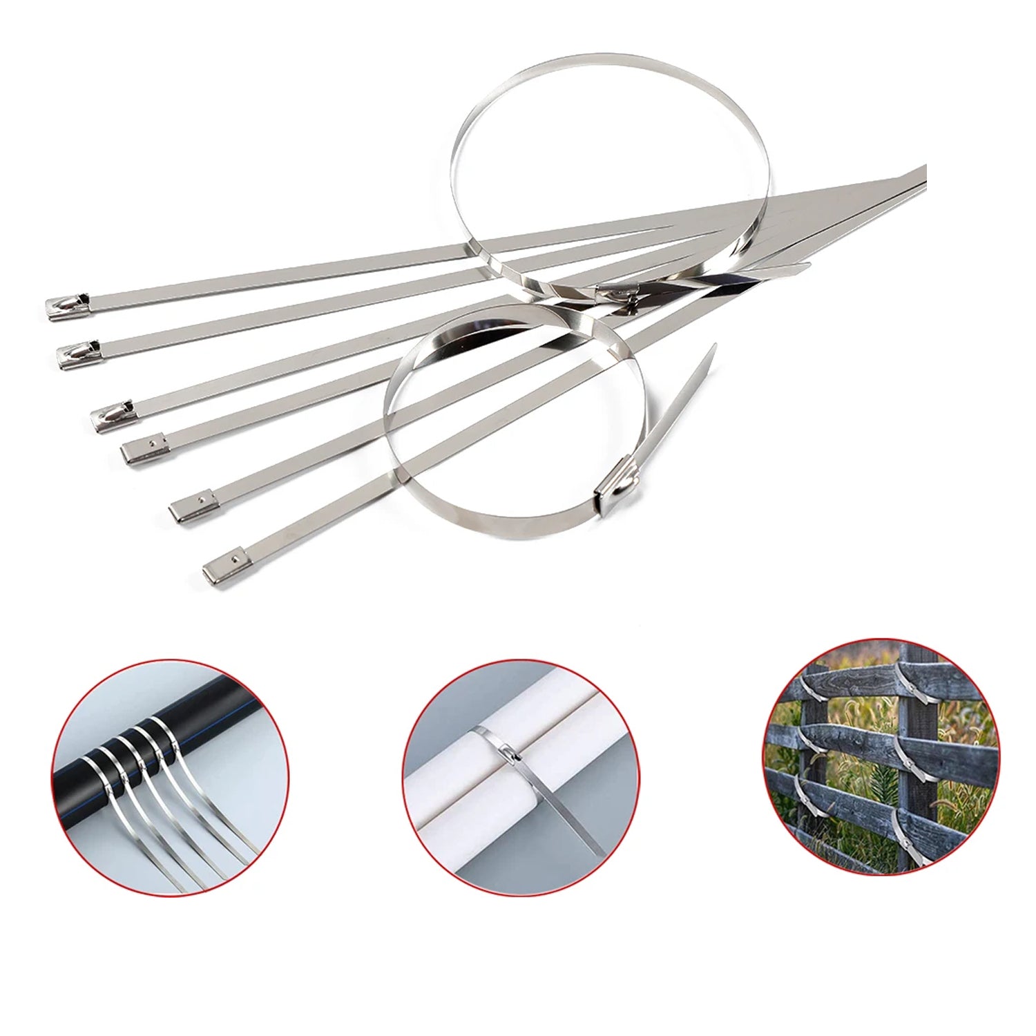 Stainless Steel Cable TIE Used for Solar, Industrial and Home Improvement Multipurpose HIGH Strength, Self-Locking Zip Ties, Multi-purpose Tie, Portable Rustproof 100Pcs Wide Application Zip Tie Set for Building (100 pcs Set / 4.6x200MM) - Shopmania Wholesale