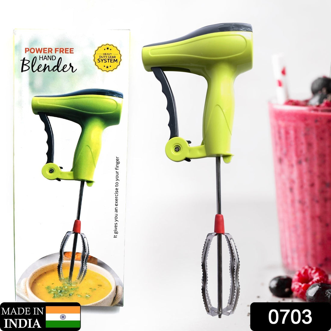Manual hand blender with stainless steel blades