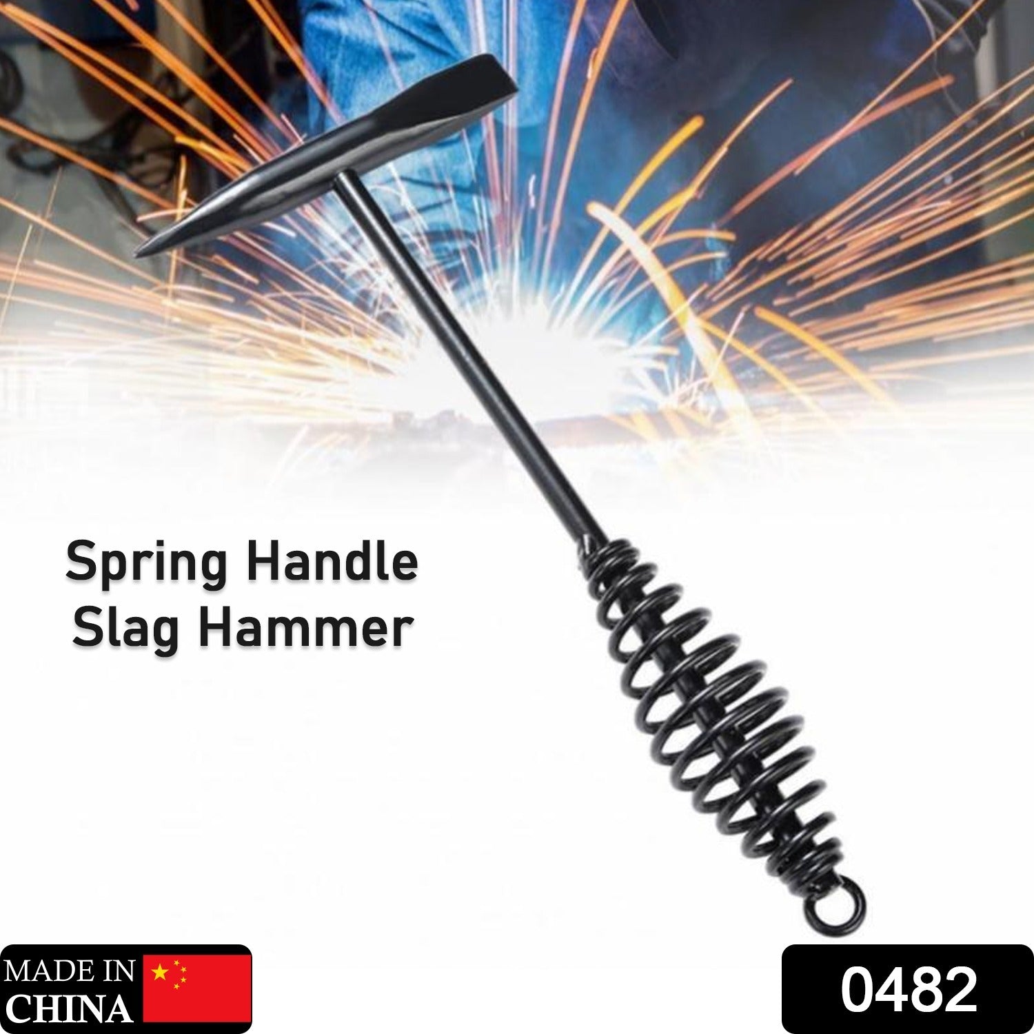 Welding Slag Removal Tool Chipping Hammer with Coil Spring Handle, Mufti Functional for Cleaning Removing Slag Industrial Weld Slag Spatter Removal Tool Welding Hammer, for Machinery Electrician (1 Pc ) your brand