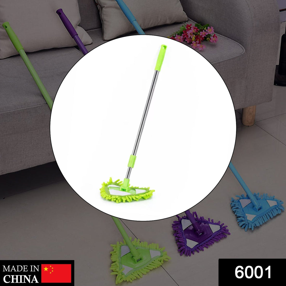 Adjustable stainless steel mop for cleaning dusty and wet floors.