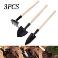 Kid's garden tool set with trowel, shovel, and rake