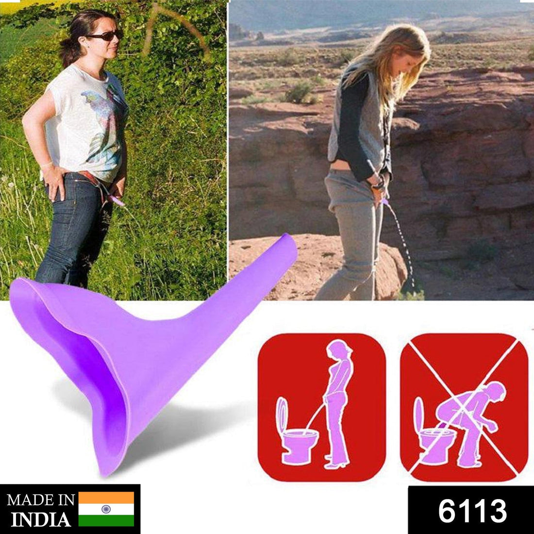 Portable stand pee device designed for women for use during emergencies