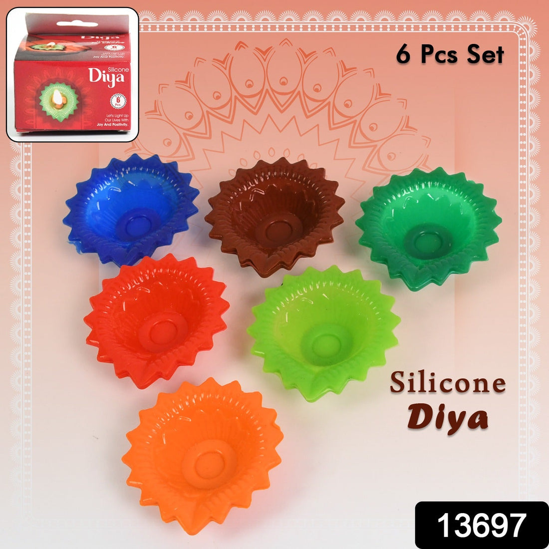 Silicone Diya for Diwali Attractive Design Colourful Diya Combo