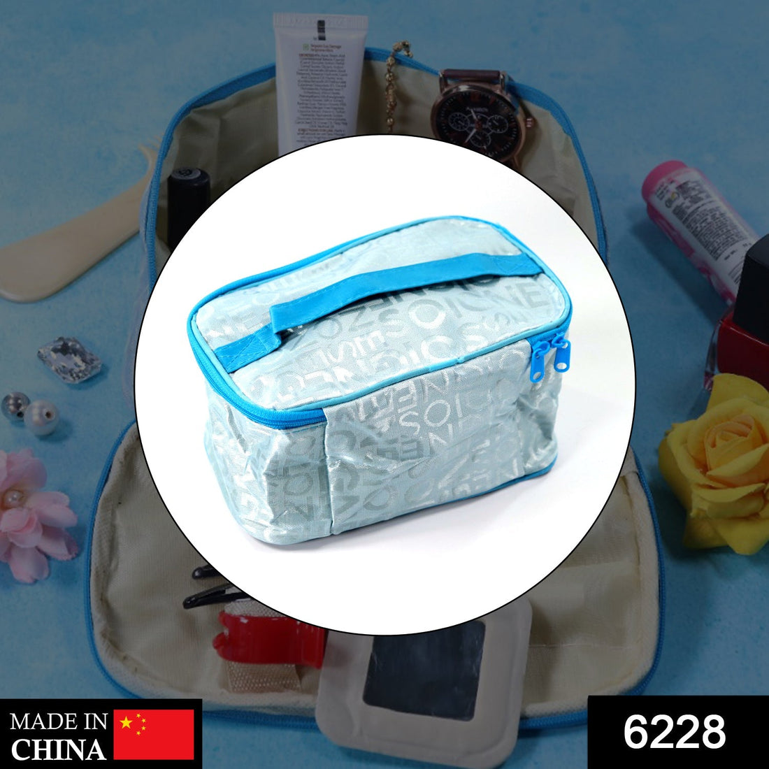 Portable makeup bag with multiple compartments for travel