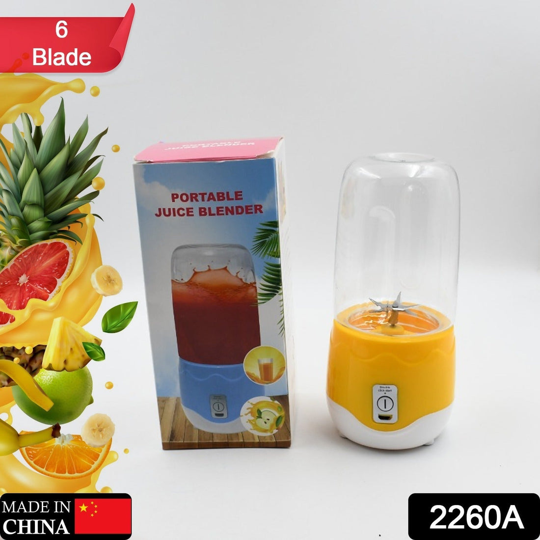 Portable Electric USB Juice Maker 6 blade Blender Grinder Mixer Personal Size, USB Rechargeable Mini Juicer for Smoothies and Shakes with Juicer Cup - 400ml - Shopmania Wholesale