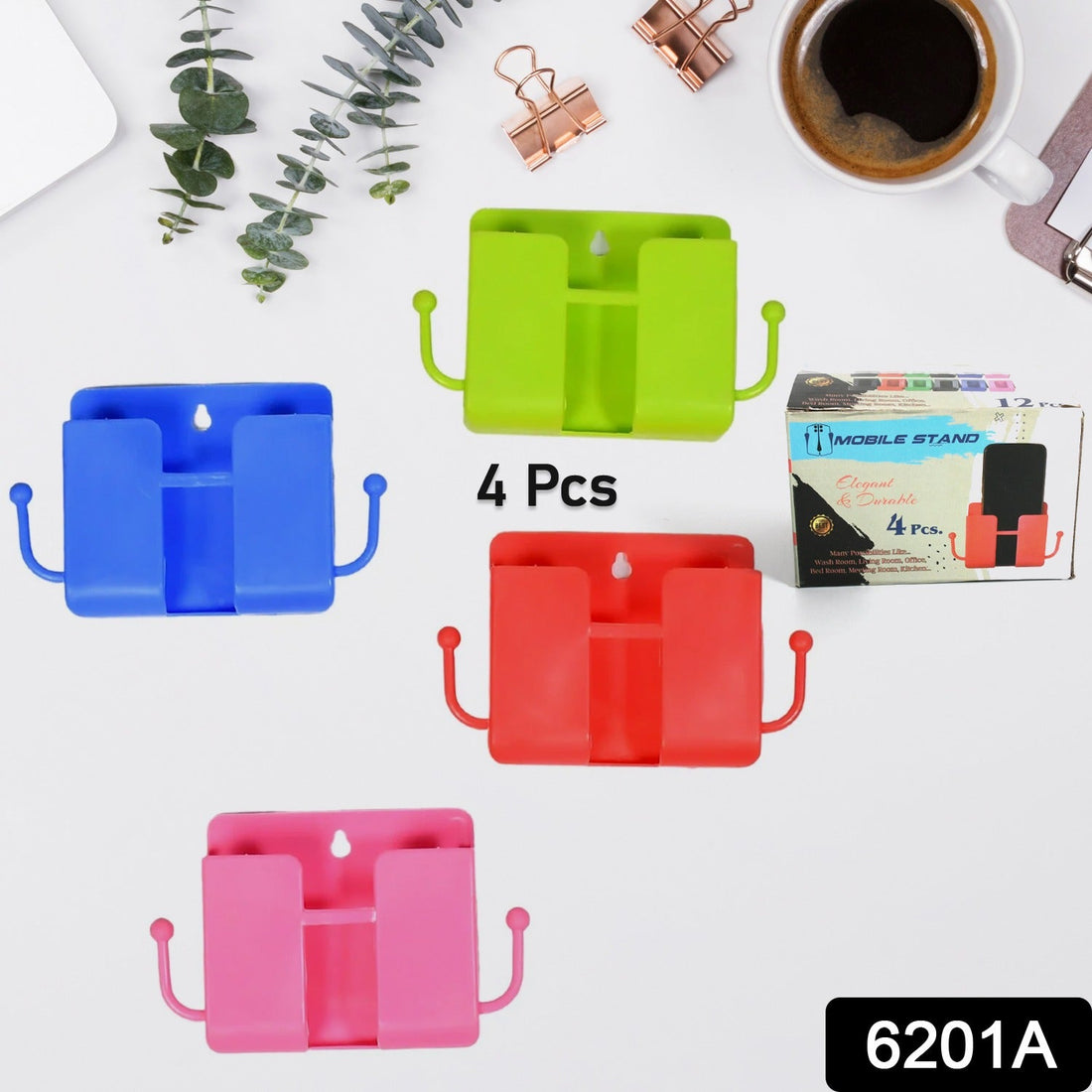 Wall mounted storage box with remote organizer case and side hanging hooks.