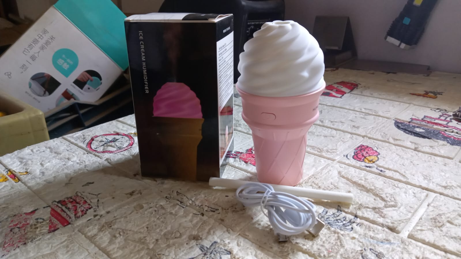 Ice Cream Design LED Humidifier for Freshening Air & Fragrance (Multicoloured) your brand